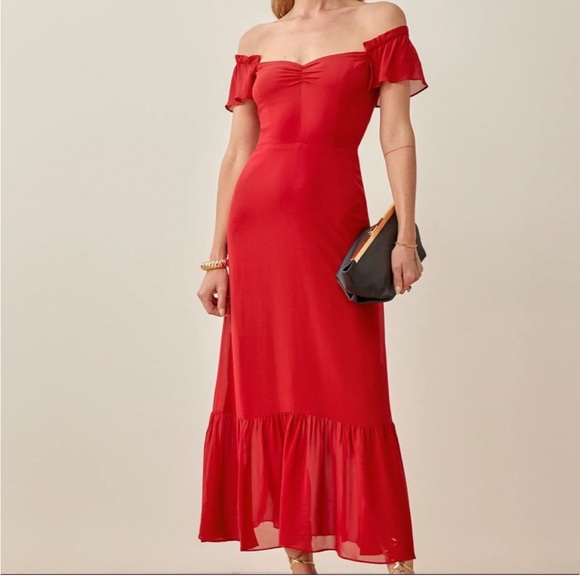 Reformation butterfly dress cherry red - Picture 2 of 4